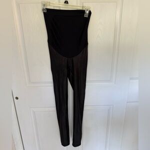 Spanx Maternity Black High-Waisted Faux Leather Leggings